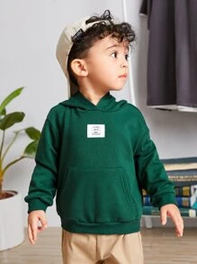 SHEIN Áo nỉ có họa tiết vá cho bé trai - Màu xanh lá cây đậm - Xem 5