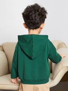 SHEIN Áo nỉ có họa tiết vá cho bé trai - Màu xanh lá cây đậm - Xem 2