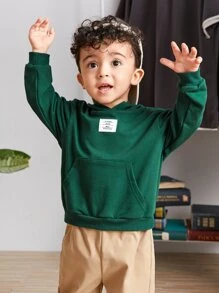 SHEIN Áo nỉ có họa tiết vá cho bé trai - Màu xanh lá cây đậm - Xem 4