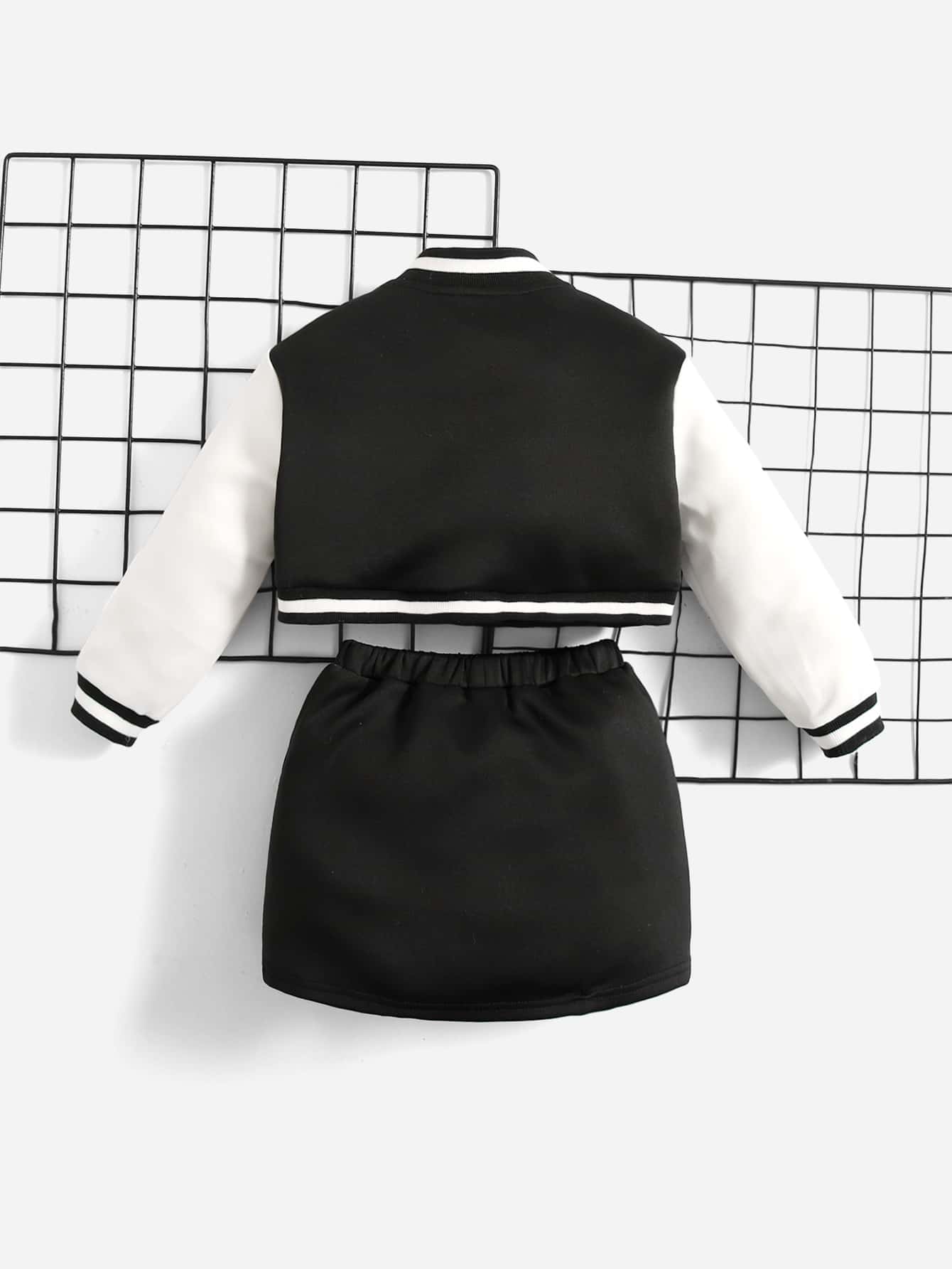 Baby Girl Two Tone Bomber Jacket & Skirt