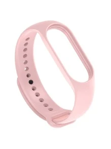 2024年款,1入組男女通用經典灰色軟矽膠運動手錶帶,適用於小米手環8/3/4/5/6/7,小米手環帶 - 粉色 - 查看 2