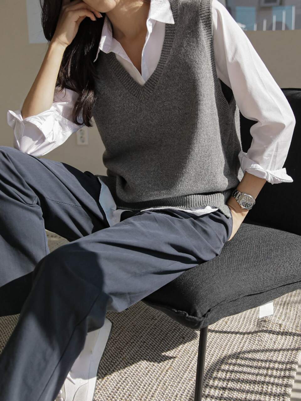 Solid V-Neck Sweater Vest Without Blouse,Fall Clothes