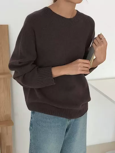 DAZY 纯色插肩袖毛衣、长袖上衣、秋装