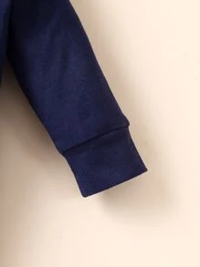 SHEIN Bé trai sơ sinh Đồ họa Chữ cái Áo liền quần & Phụ kiện Mũ - Màu xanh hải quân - Xem 5