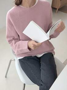 DAZY Solid Raglan Sleeve Jumper - Dusty Pink - View 4