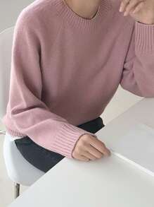 DAZY Solid Raglan Sleeve Jumper - Dusty Pink - View 7