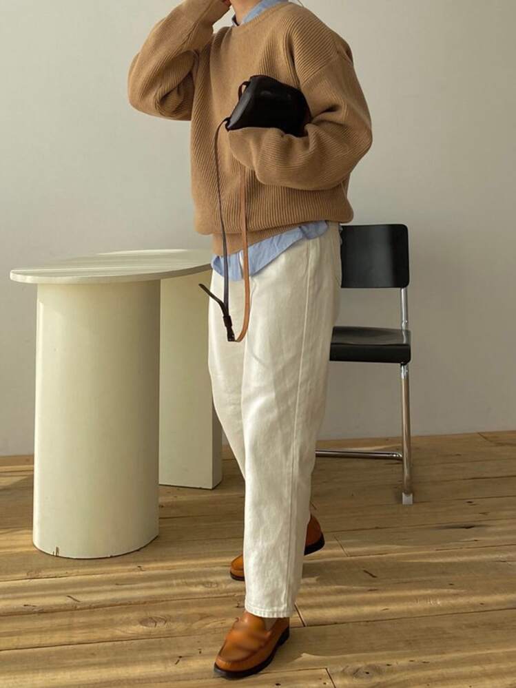 DAZY สเวตเตอร์ ผ้าถักริบ ไหล่ตก - สีกากี - ดู 8