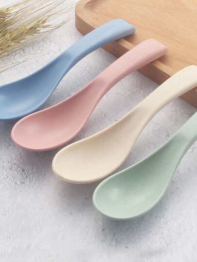 4 件装混色勺子，北欧 PP 餐勺，适用于餐桌、厨房、圣诞礼物