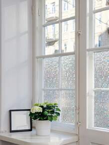 1 Rollo de película de ventana de 17,73 pulgadas de ancho con efecto de mosaico arcoíris 3D de vitral holográfico | Estática de privacidad decorativa - Multicolor - Ver 9