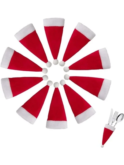 5/10/20入迷你聖誕刀叉袋，餐具裝飾，聖誕裝飾，餐具套裝裝飾