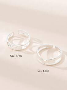 2入組鏤空開口腳趾戒指 - 銀色 - 查看 3