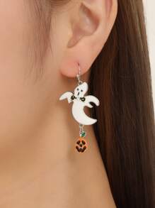 Halloween Ghost & Pumpkin Drop Earrings - Multicolor - View 2