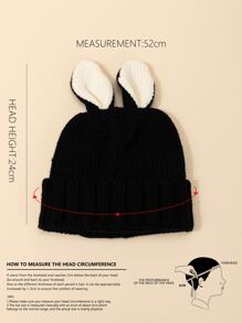 Niños Gorro con dibujos animados con diseño de oreja - Negro - Ver 3