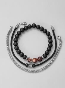 3 chiếc Vòng tay cườm nam tối giản - Nhiều màu - Xem 2