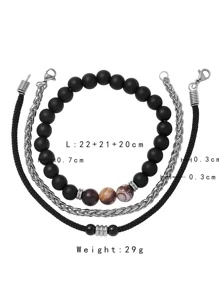 3 chiếc Vòng tay cườm nam tối giản - Nhiều màu - Xem 3