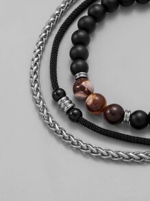 3 chiếc Vòng tay cườm nam tối giản - Nhiều màu - Xem 4