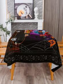Halloween Truck & Pumpkin Pattern Tablecloth - Multicolor - View 2