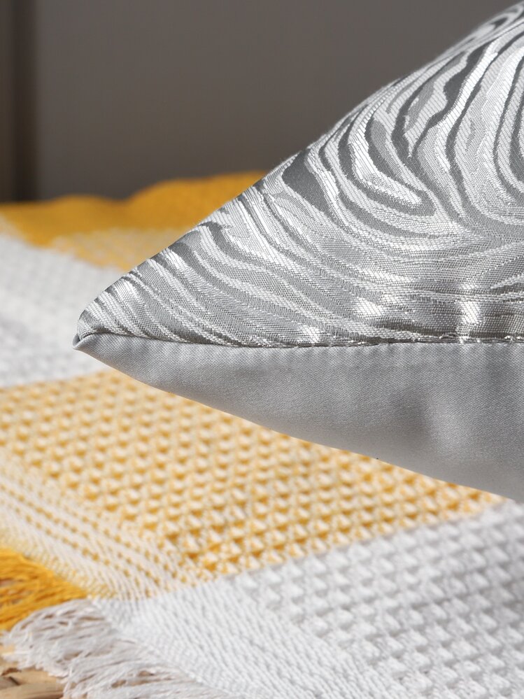 Miater ปลอกหมอนลวดลายโจโรแข็งอมเงินสำหรับการตกแต่งห้องนั่งเล่น โซฟา - สีเทา - ดู 3
