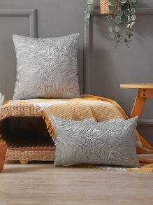 Miater Silver Lurex Jacquard Decorative Pillow Case With Wavy Pattern For Living Room Sofa - Grey - View 5