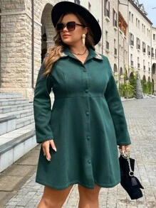 Áo choàng Plus Size Nghề thêu Nút phía trước Hoa Thanh lịch - Màu xanh lá cây đậm - Xem 7