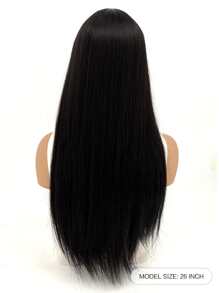 tóc giả tổng hợp dài thẳng có mái - màu đen - Xem 2