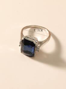 Nhẫn trang trí hình vuông Rhinestone - Xanh đậm - Xem 3