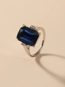 Nhẫn trang trí hình vuông Rhinestone - Xanh đậm - Xem 4