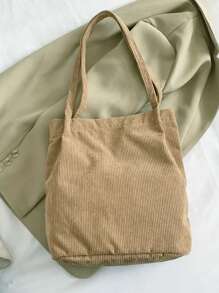 Túi mua hàng đồ họa chữ & hoạt hình bằng vải nhung - Màu Khaki - Xem 5