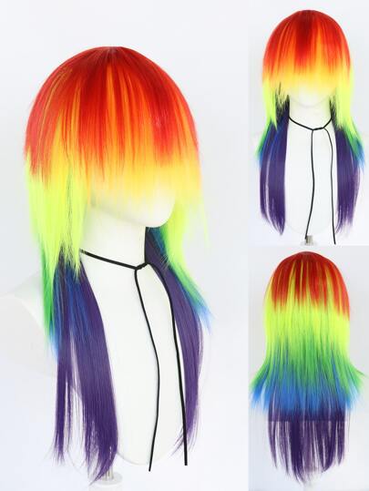 Rainbow Wig Long Straight Colorful Synthetic Hair Pride Wigs Women Men Multi-Colored Wigs Colorful Anime Cosplay Wig Glueless Heat Resistant Fiber Hair With Bangs Wig Party Props Cartoon Costume Wig Fluffy And Natural Looking High Density Beginner Friendly Perfect Idea For Christmas Gift For Birthday Fancy Dress Up Thanksgiving Day Music Festival Masquerade Comic Con Exhibition Decorations