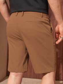 Manfinity Homme Men Slant Pocket Bermuda Shorts - Coffee Brown - View 2