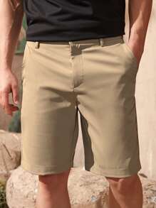Manfinity Mode Men Slant Pocket Bermuda Shorts - Khaki - View 3