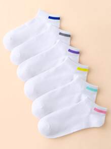 6 cặp tương phản Trim Ankle Socks - trắng - Xem 1
