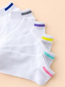 6 cặp tương phản Trim Ankle Socks - trắng - Xem 2