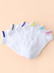 6 cặp tương phản Trim Ankle Socks - trắng - Xem 3