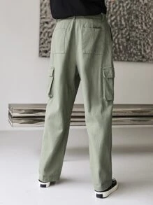 DAZY Men Flap Pocket Side Cargo Trousers - Army Green - View 2