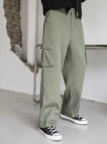 DAZY Men Flap Pocket Side Cargo Trousers - Army Green - View 5