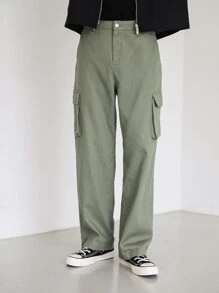 DAZY Men Flap Pocket Side Cargo Trousers - Army Green - View 7