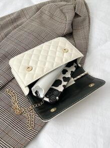 Mini Butterfly Decor Textured Flap Hobo Bag - Beige - View 5