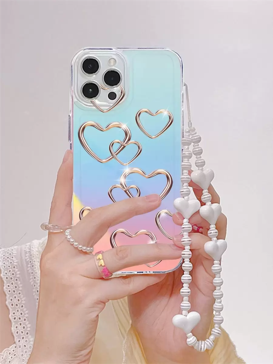 二合一心形图案手机壳，带挂绳，国际版，非国内版 - 彩色 - 查看 1
