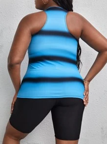 SHEIN Swim Curve Plus Size Ombre Lace Up Front Tankini Summer Beach - Multicolor - View 2