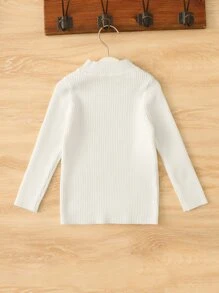 Niñas 1 pieza Jersey de cuello alto tejido de canalé - Blanco - Ver 2