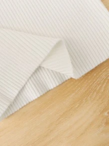 Niñas 1 pieza Jersey de cuello alto tejido de canalé - Blanco - Ver 4