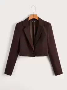 Muchica 西裝領單釦短版西裝 - 咖啡棕 - 查看 1