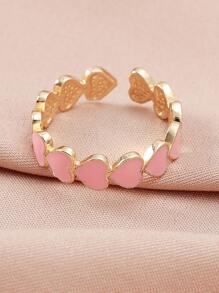 1 件新款简约可爱彩色心形铜关节戒指适合女性日常佩戴情人节、妈妈、母亲、母亲节、礼物 - 淺粉色 - 查看 3