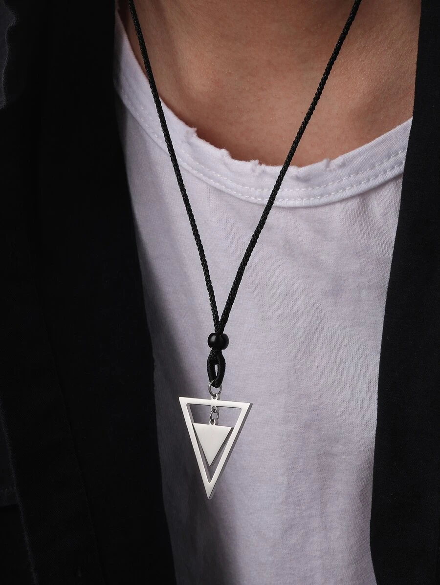 Fashionable and Popular Men Triangle Charm Necklace Stainless Steel for Jewelry Gift and for a Stylish Look