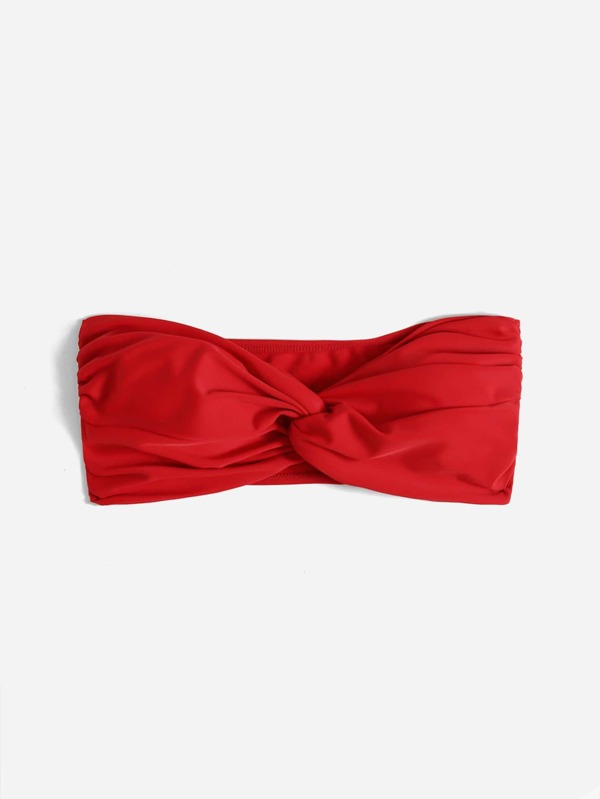 Swim Basics Summer Beach Solid Twist Bikini Top