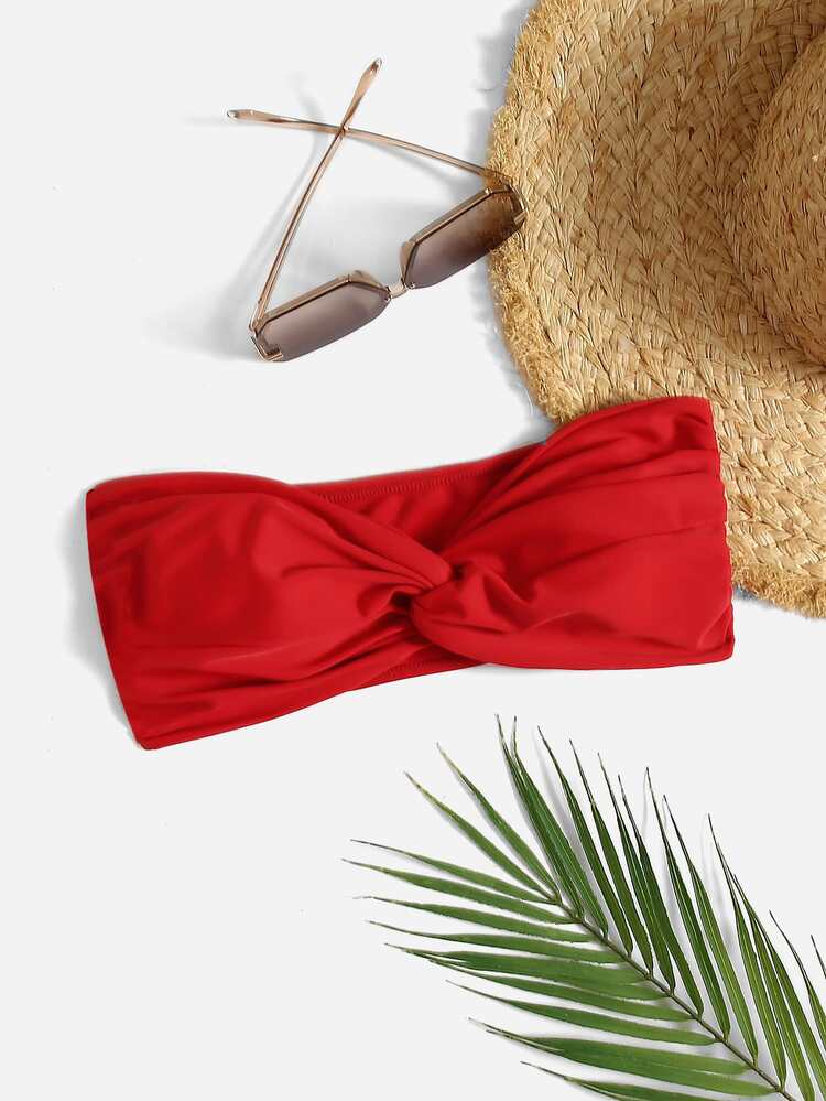Summer Beach Solid Twist Bikini Top