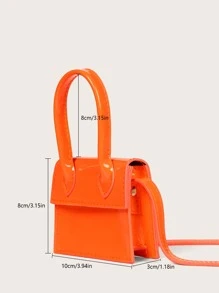 Mini Neon Orange Satchel Bag - Orange - View 3