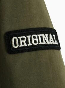 SHEIN 男孩翻蓋口袋毛茸茸連帽毛絨內襯外套