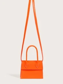 Mini Neon Orange Satchel Bag - Orange - View 4